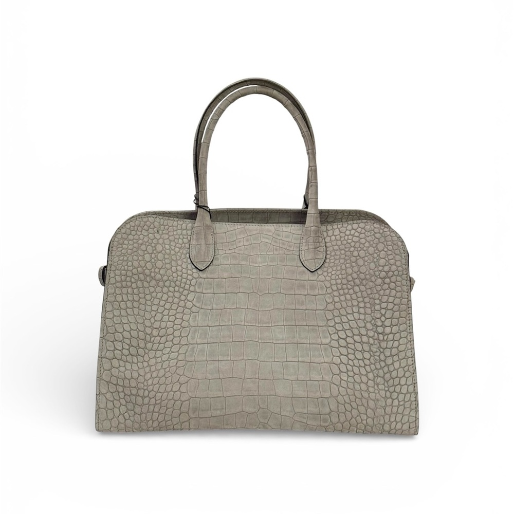 NWT Claudia Firenze Italian Leather Matte Croc Embossed Tote Taupe